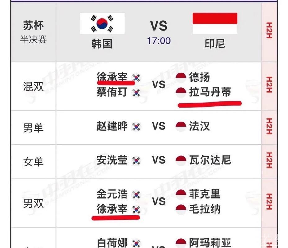 韩国队与印尼队角逐决赛席位
